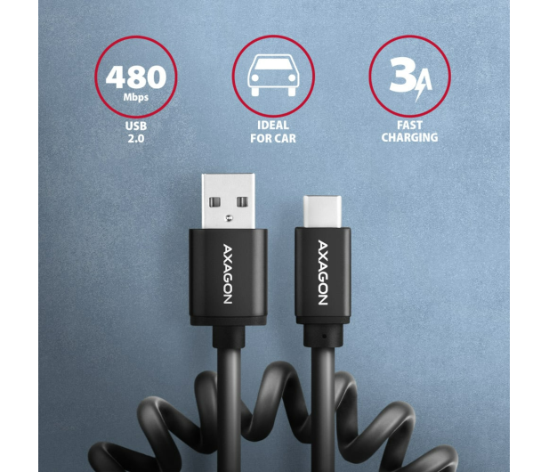 Axagon Kabel BUCM-AM10TB TWISTER USB-C - USB-A 0.6 m - 1485425 - zdjęcie 3